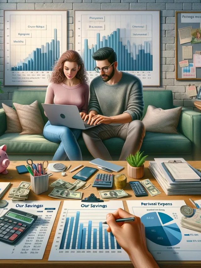 DALL·E 2024-04-05 15.47.55 - A detailed, ultra-realistic illustration that visually represents a guide on how to split bills and manage finances between couples, including essenti