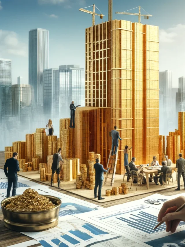 DALL·E 2024-05-31 16.27.07 - A realistic image depicting the concept of building wealth. The scene should include a diverse group of people working together on a large constructio